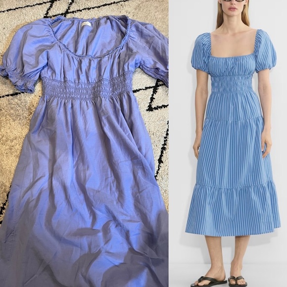 Wilfred Allegoria Poplin square neck Blue Midi Dress - Picture 1 of 8